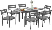 Outsunny Set de Grădină cu Masă Extensibilă și 6 Scaune Stivuibile Gri | Aosom Romania