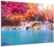 Tablou pe sticlă lagyna turcuaz, Laos, Tat Kuang Si (70x50 cm)