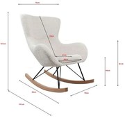 Scaun balansoar bej din colecția Rocky cu tapițerie bouclé – ideal pentru relaxare și decor – Vipack