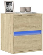 vidaXL Comodă TV de perete cu lumini LED, stejar sonoma, 41x31x45 cm