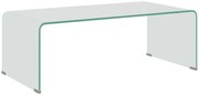 HOMCOM Măsuța de Cafea Monobloc Modernă pentru Living cu Picioare Antiderapante, Măsuță de Cafea din Sticlă Securizată, 100x50x35 cm, Transparentă