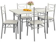 Jurhan Set de mese de dining PAUL, 5 bucăți, catifea albă
