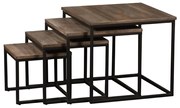 Set 4 masute laterale din metal si lemn de tec, Wicket