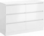 HOMCOM Comodă cu Sertare 6 Sertare Modernă cu Mânere Integrate Ascunse, Economisire Spațiu, PAL, 100x35x69 cm, Alb | Aosom Romania