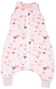Sac de dormit cu picioare de vara din muselina 18-36 luni Kidizi Pink Hearts, 100% bumbac, 0.5 tog