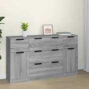 vidaXL Set servantă, 3 piese, gri sonoma, lemn prelucrat