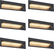 Set de 6 Aplice Moderne Incastrate Negre de Perete 28cm incl. LED IP65 - Mert