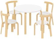 AIYAPLAY Set Masă și Scaune pentru Copii 3-8 Ani 5 piese cu Margini Rotunjite din Lemn Alb | Aosom Romania