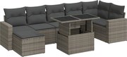 vidaXL Set canapele de grădină cu perne, 8 piese, gri, poliratan