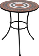 vidaXL Masă de bistro, cărămiziu și alb, 60 cm, mozaic