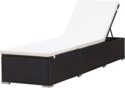 vidaXL Șezlong cu pernă alb crem, maro, poliratan
