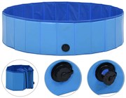 Piscina pentru caini pliabila, albastru, 120 x 30 cm, PVC