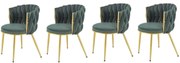 Set 4 scaune K517 velvet verde/auriu