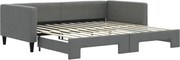 vidaXL Pat de zi cu extensie, gri închis, 100x200 cm, textil