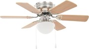 vidaXL Ventilator tavan decorativ cu iluminare, 82 cm, maro deschis