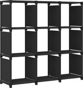 vidaXL Raft expunere 9 cuburi negru 103x30x107,5 cm, material textil