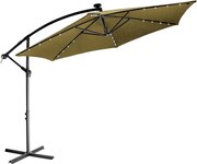 STILISTA Umbrelă de grădină LED cu mâner 3 m, kaki
