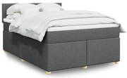 vidaXL Pat box spring cu saltea, gri închis, 140x190 cm, textil