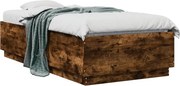 vidaXL Cadru de pat, stejar fumuriu, 75x190 cm, lemn prelucrat