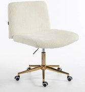 HR150K Scaun Alb din Catifea Reiată cu Bază Aurie