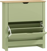 HOMCOM Dulap pentru încălțăminte 12 perechi, dulap îngust cu 2 sertare rabatabile și rafturi reglabile, verde | Aosom Romania