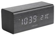 Ceas alarmă cu aspect de lemn Karlsson Block, 16 x 7,2 cm, negru