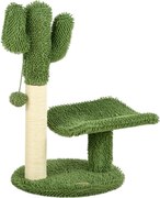 Copac de 55,5cm in Forma de Cactus pentru Pisici de Interior, Turn pentru Pisici cu Stalpi de Zgariat, Pat, Minge, Verde PawHut | Aosom Romania