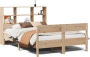 vidaXL Pat cu bibliotecă fără saltea, 160x200 cm, lemn masiv de pin