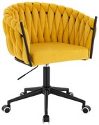 HR750K Scaun Galbenă din Catifea cu Bază Neagră