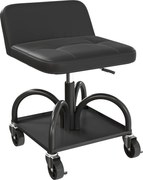 HOMCOM Scaun de atelier cu roți spațiu depozitare, 58,5 cm înălțime, scaun rulant până la 135 kg Negru | Aosom Romania