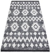 Covor ECO SISAL BOHO MOROC Etno Zig zag 22319 franjuri - două niveluri de lână gri / cremă, covor reciclat