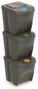 Set pubele pentru deseuri sortate II, 3 x 25 l, gri