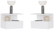 Set 2 Noptiere suspendate Kabi, 1 Usa, Alb, 45 x 30 x 34 cm
