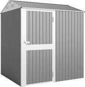 Outsunny Depozit de Grădină Înalt de 3.51m² din Oțel Galvanizat cu Guri de Ventilație, Căsuță de Grădină cu Ușă Blocabilă, Acoperiș Înclinat, Mănuși, Depozit pentru Unelte, 209x177x236 cm, Argintiu Gri | Aosom Romania