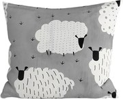 Fața de pernă din polibumbac WHITE SHEEPS 45x45 cm, gri