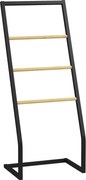 HOMCOM Raft Baie cu 4 Niveluri din Bambus, Suport Prosoape de Dodea Autoportant, 40,5x28x98 cm, Negru | Aosom Romania