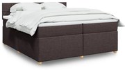 vidaXL Pat box spring cu saltea, maro închis, 200x200 cm, textil