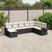 vidaXL Set mobilier de grădină cu perne, 8 piese, negru, poliratan