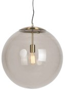 Lampă modernă suspendată din alamă cu sticlă fumurie 50 cm - Ball