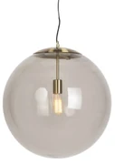Lampă modernă suspendată din alamă cu sticlă fumurie 50 cm - Ball