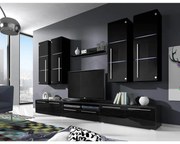 Mobilier living Bridget (Negru + Negru lucios ) (Negru + Negru lucios ). 1058187