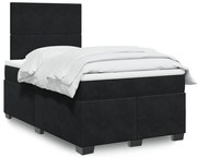 vidaXL Pat box spring cu saltea, negru, 120x200 cm, catifea