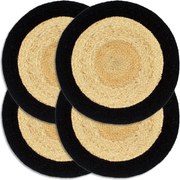 vidaXL Naproane, 4 buc., natural și negru, 38 cm, iută și bumbac