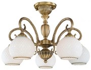 Lustra aplicata cu 5 brate clasic design italian din alama, sticla 8400 RA-PL. 8420/5