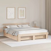 vidaXL Cadru de pat cu headboard Maro 180 x 200 cm Lemn masiv de pin