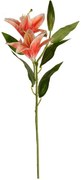 Floare artificială Lilie mare portocaliu, douăflori și boboc, înălțime 84 cm