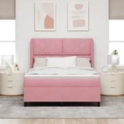 vidaXL Pat cu arcuri cu saltea cu headboard Roz 140 x 190 cm Catifea