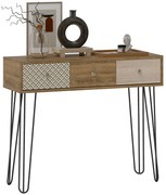 HOMCOM Masă console cu 3 sertare, masă de intrare îngustă cu picioare în formă de ac de păr din oțel, 90 x 30 x 75 cm, maro | Aosom Romania