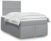 vidaXL Pat box spring cu saltea, gri deschis, 120x190 cm, textil