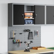 vidaXL Set de Cabinet pentru Unelte și Pegboard cu raft 3 pcs Negru